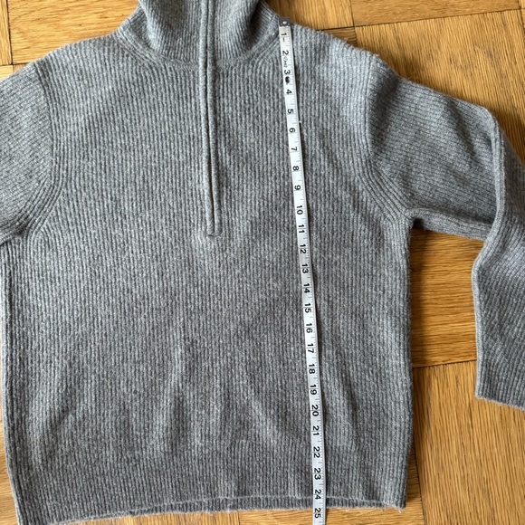 J Crew Medium Gray Half Zip Ribbed Knit Stretch Sweater Pullover - Picture 7 of 7